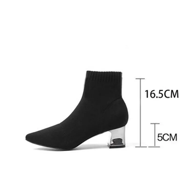 5CMHEEL 11.5CMBOOT GENSHUO женские туфли-лодочки; сезон весна-осень; женские ботильоны черного цвета на высоком каблуке; Bppts; туфли-лодочки на шпильке; обувь без шнуровки с закрытым носком - Цвет: 5CMHEEL 11.5CMBOOT