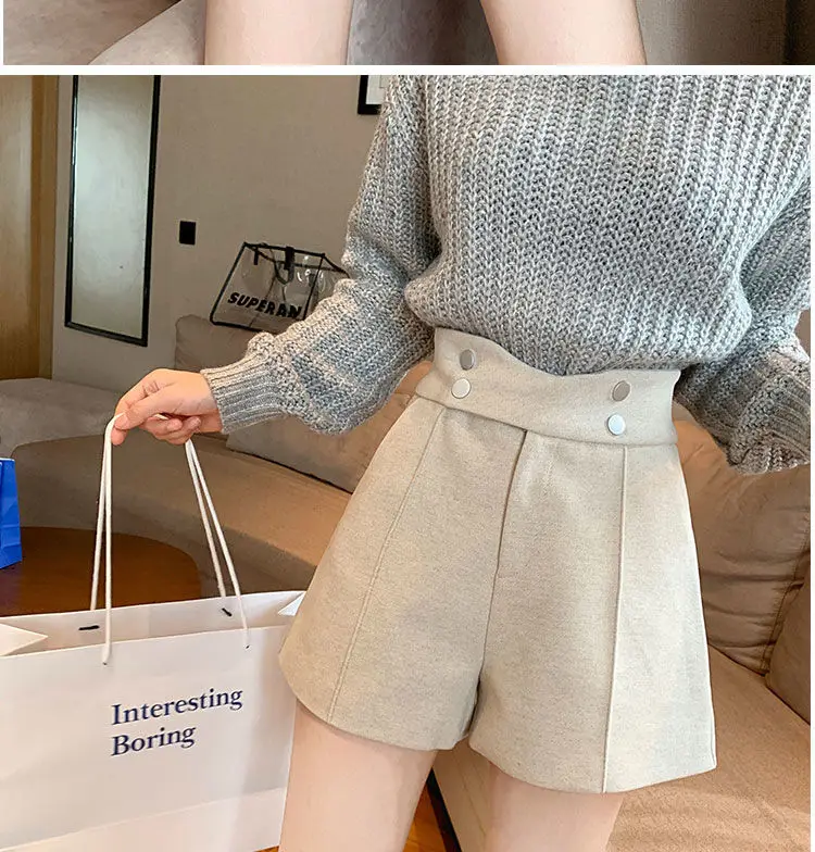 Calções de lã Grossa Feminina Calças Soltas Monocromático Império Todo o Jogo Chique Formal Suave Estudantes Moda Feminina Novo Outono Inverno 16 Computers e Electronics