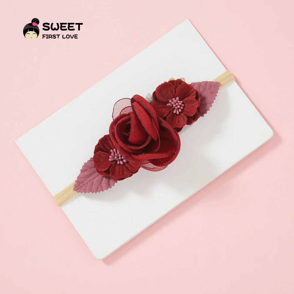 

Girls Vintage Flower Nylon Headbands Soft Floral Simple Hair Bows Elastic Hairband for Baby Kids Head Wear Hair Accessories