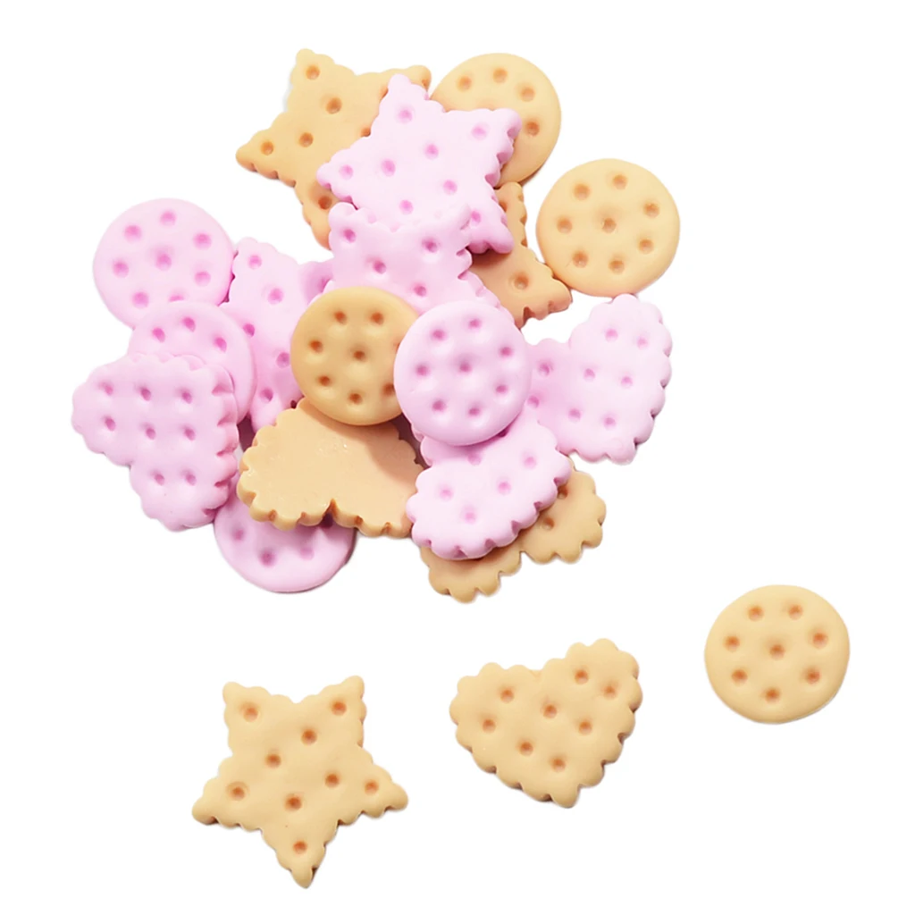 20 Pieces Mix Resin Flatback Cookies Flat Back Cabochon Kawaii DIY Resin Craft Decoration Miniature Resin Cream Bread Food