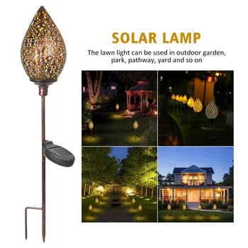 

Home Wedding Landscaping Ground Insert IP65 Waterproof Solar Lamp Outdoor Decoration Pathway Lantern Iron Garden Lawn Water Drop