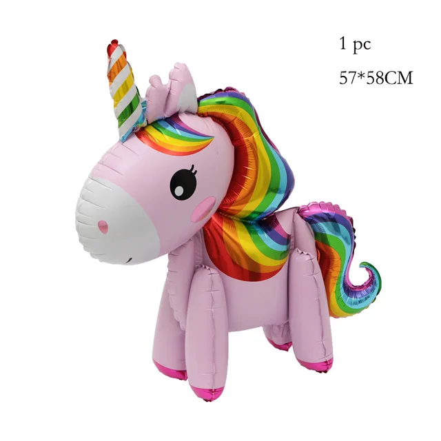 Rainbow Unicorn Balloon Number Foil Globos 1 2 3 4 Years Old Birthday Party Decoration Kid Unicorn Theme Party Wedding Balls Toy style 6