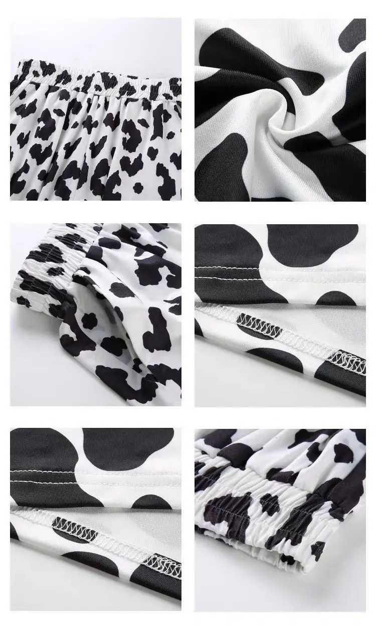 Deeptown Cow Print Wide Leg Pants for Women Korean Style Oversized Women Fashion Pants Harajuku Autumn 2020 Plus Size Trousers