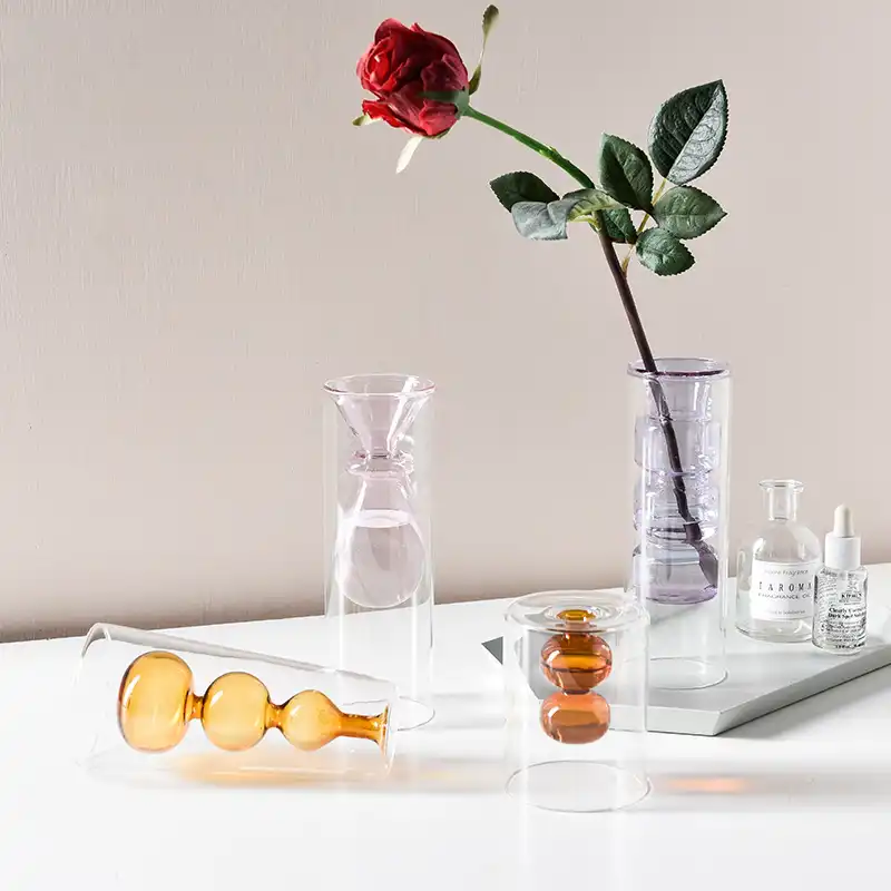 Strongwell北欧二層ステンドグラス花瓶水耕花花瓶家の装飾クリスマスのギフト結婚式机の装飾 花瓶 Aliexpress