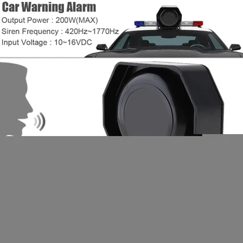 

Universal 12V 200W 18 Tone Loud Car Warning Alarm Police Siren Horn PA Speaker with MIC System & Wireless Remote Control