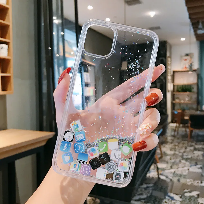 Забавный жидкий блестящий чехол для iPhone 11 XR 7 Plus 8 6 6s XS 11 Pro MAX X Funda модная задняя крышка Quicksand Coques