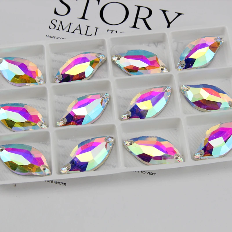 9*20 14*30 3254 diamond leaf sew on rhinestone S crystal flatback glass crystal Sewing Beads for Wedding,Dance dress decoration glass beads stone beads sewing stones