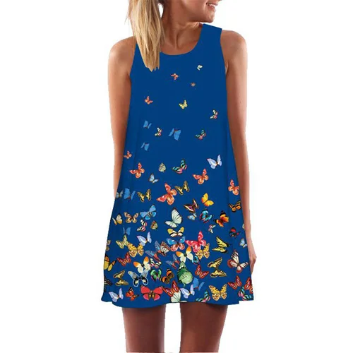 BHflutter короткое летнее платье с геометрическим принтом стиль повседневное шифоновое платье без рукавов для женщин ТРАПЕЦИЕВИДНОЕ милое мини-платье - Цвет: 360
