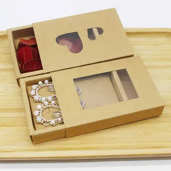 

New arrival PVC Window Christmas Candy Brown Gift Packaging Box jewelry necklace earring box Handmade Soap Packing Gift Boxes