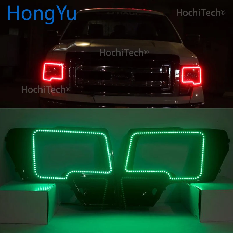 

Latest Headlight Multi-color RGB LED Angel Eyes Halo Ring Eye DRL RF Remote Control for Ford F-150 F150 2009--2014 Accessories