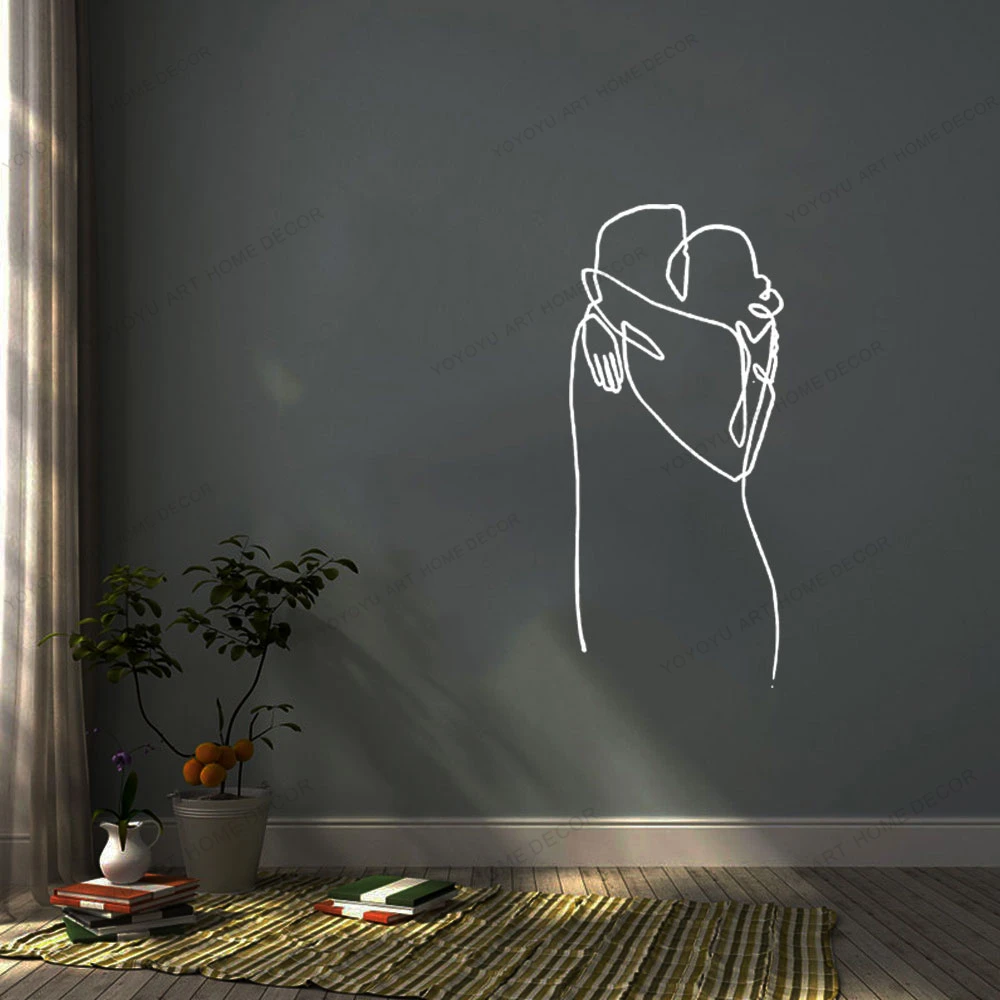 

Couple Line Draw Art Wall Sticker For Home Decor Living Room Fashion Wall Decals Valentines Removable Murals Wallpoof CX1574