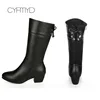 Rubber boots for women Black PU Leather 2022 Women's shoes Mid-Calf Boots Non Slip Design Spring Winter shoes ► Photo 3/6
