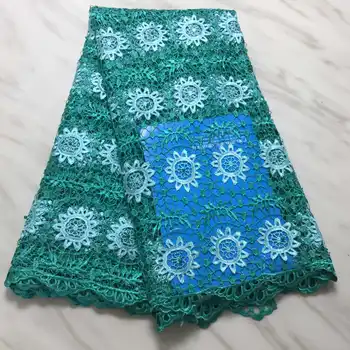 

High Quality African Tulle Guipure Cord Lace Fabric Latest Nigerian French Network Cord Lace Fabric With Stones For Dress