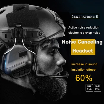

Tactical Helmet Headset with Helmet Rail Adapter Military Headsets Hunting Hearing Intelligent noise reduction Headphone