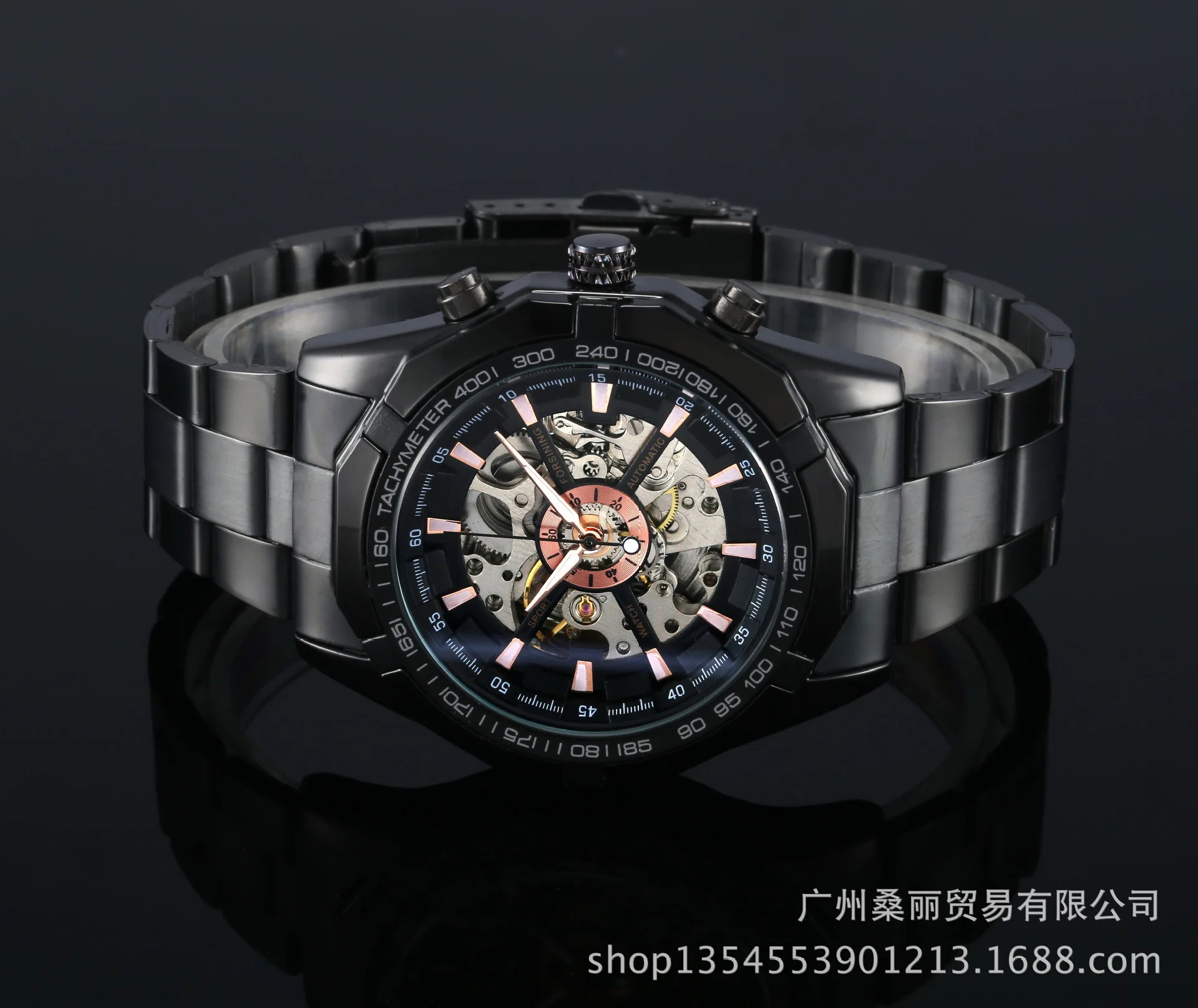 

Winner Business Casual Men Analog Watch Hollow out Retro Steel Belt Mechanical Wrist Watch li wu biao