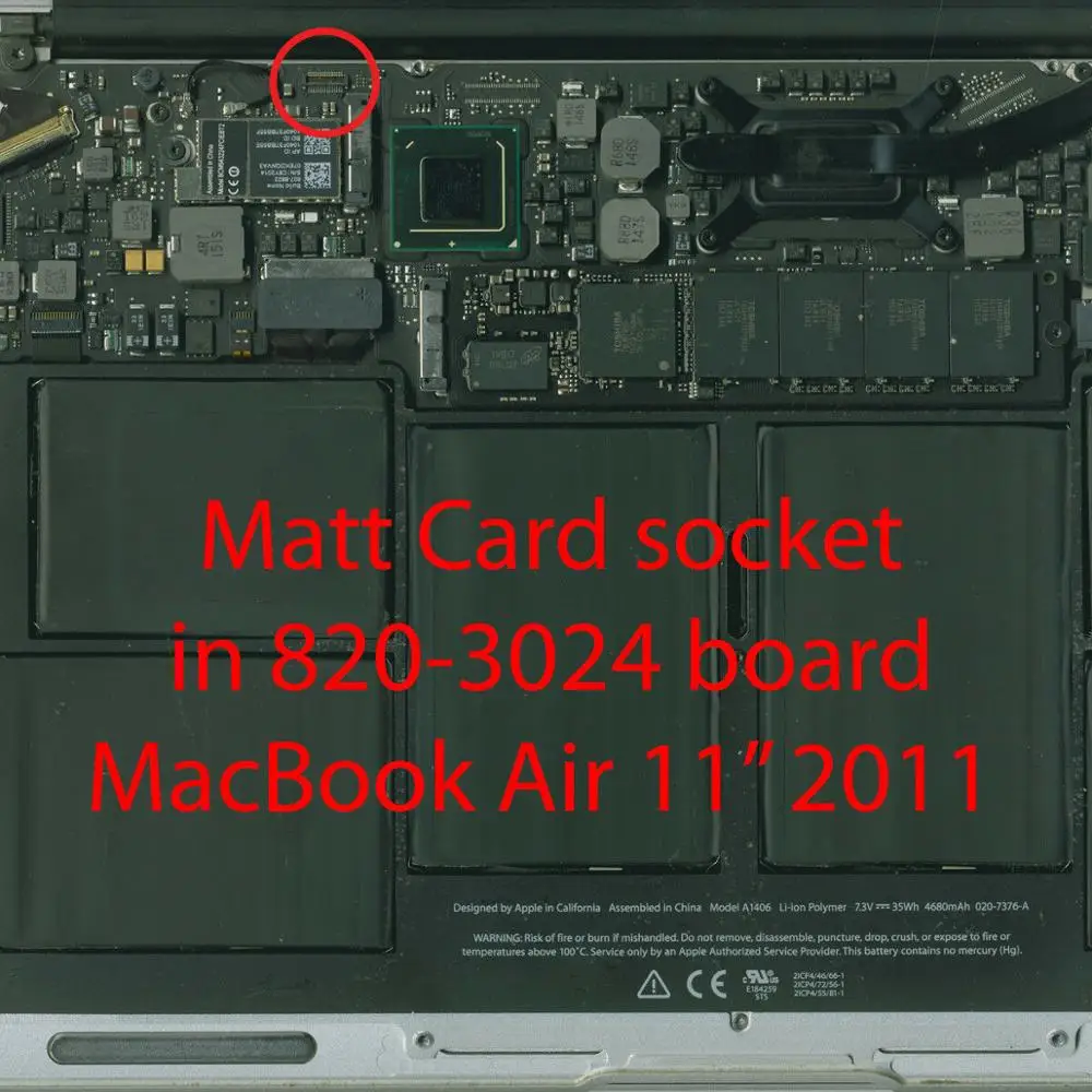 EFI BIOS прошивка матовая карта для MacBook Air 1" 2011 emc2471 820-3024/820-2955