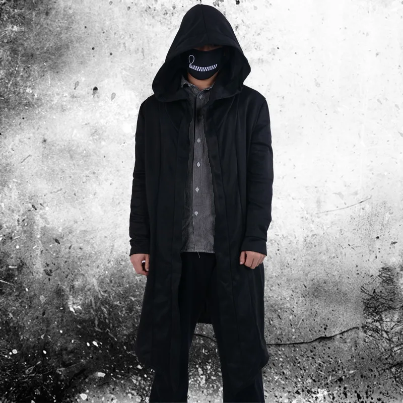 2020 Black Men Hooded Sweatshirts Hip Hop Mantle Long Hoodies Cardigan Fashion long Sleeves Cloak Jackets Coats Outwear Hip Hop 2020 Black Men Hooded Sweatshirts Hip Hop Mantle Long Hoodies Cardigan Fashion long Sleeves Cloak Jackets Coats Outwear Hip Hop