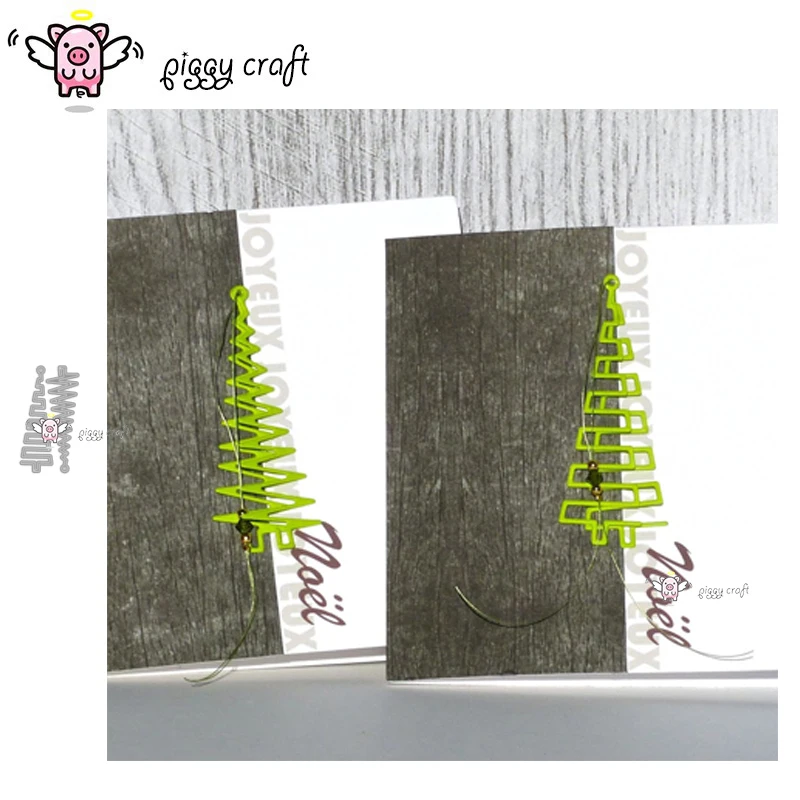 

Piggy Craft metal cutting dies cut die mold 2Pcs Line christmas tree Scrapbook paper craft knife mould blade punch stencils dies