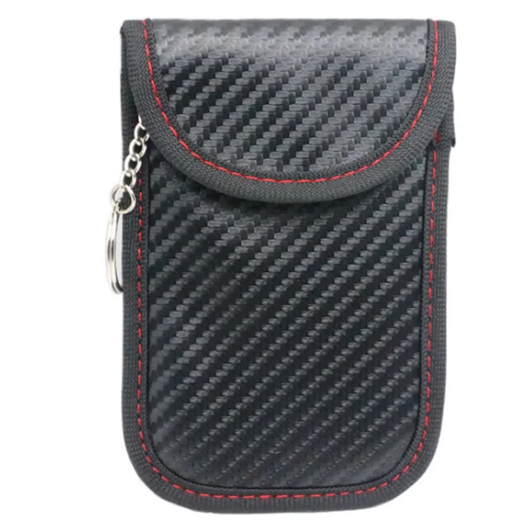 

Single Carbon Fiber Pattern RFID Electromagnetic Shielded Key Bag Car Key Signal Shielded Bag Processing