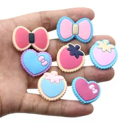 Breloques de chaussures en PVC rose, 1 pièce, bricolage, décorations avec nœud, acessoires pour chaussures de jardin, sabots de crocodile pour femmes, cadeaux pour enfants filles, jibz 