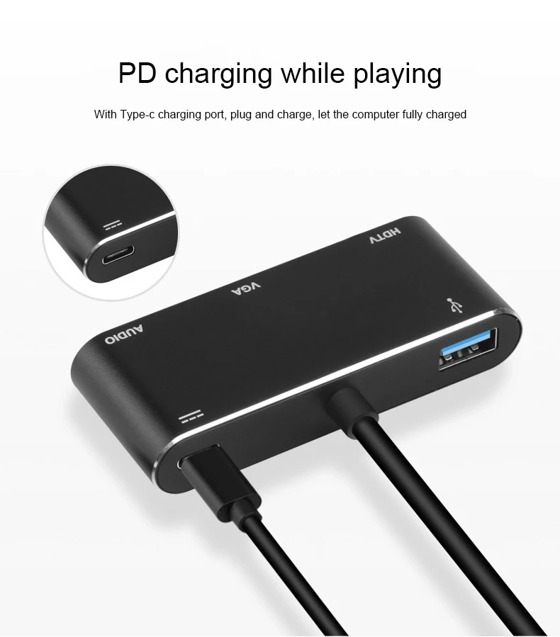 Тип C к HDMI VGA USB 3,0 адаптер конвертер с 3,5 Jack USB-C 3,1 концентратор адаптер для Mac Air Pro huawei P10 P20 samsung S8 Plus