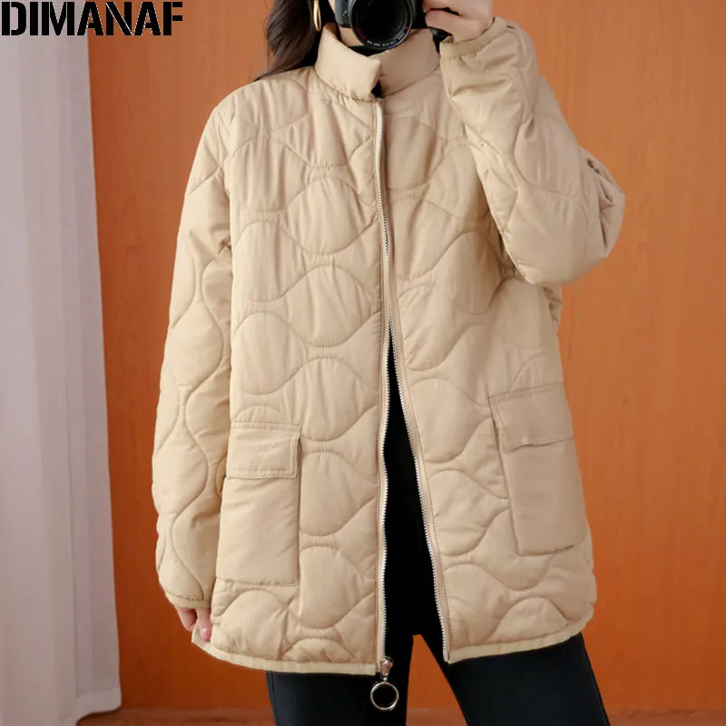 

DIMANAF Plus Size Coats Women Wadded Jacket Winter Turtleneck Cotton-padded Jacket Female Outerwear Pockets Casual Down Jacket