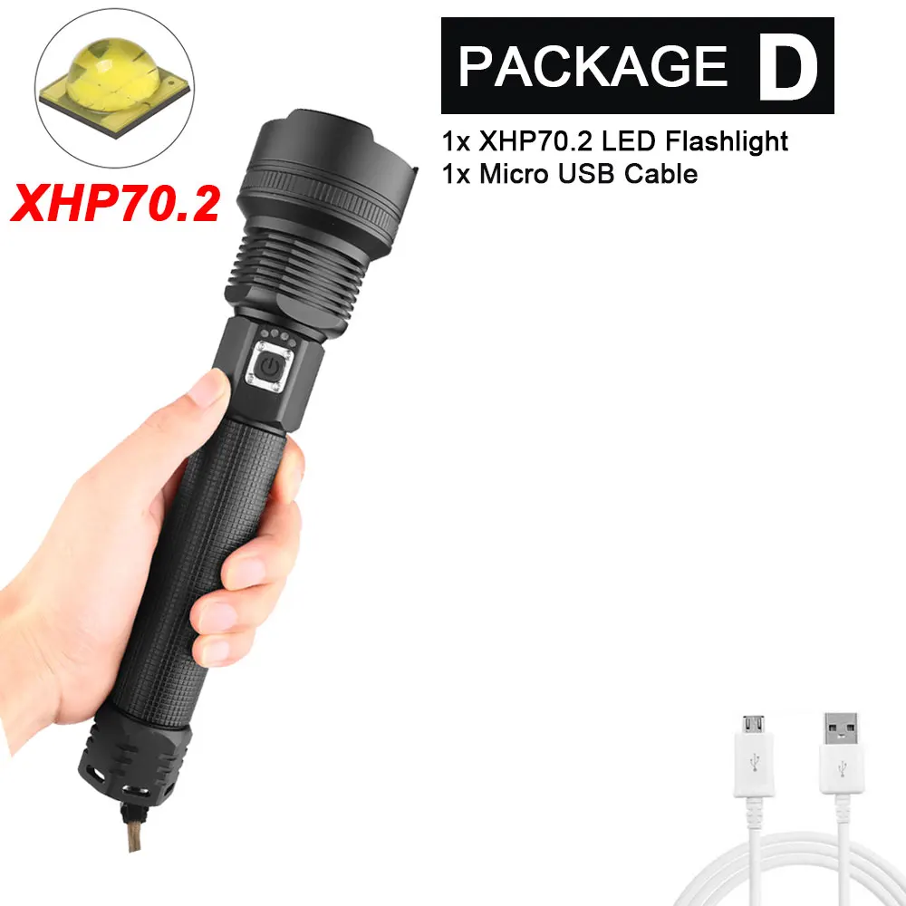 Супер яркий XLamp XHP90 самый мощный Usb масштабируемый светодиодный флэш-светильник XHP70/50 Охотничий Тактический флэш-светильник фонарь 26650 18650 - Испускаемый цвет: Package D-XHP70.2
