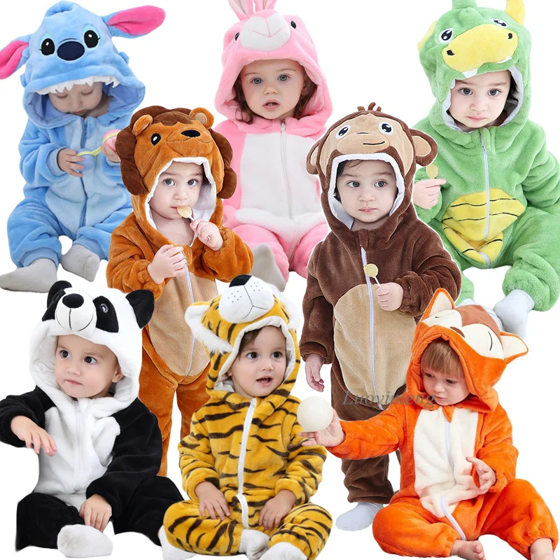 Cartoon Romper Pajamas Monkey-Costumes Kigurumi Toddler Newborn-Baby Hooded Animal Cosplay