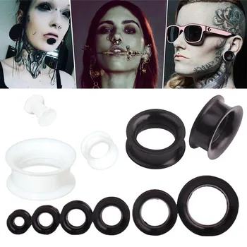 

2 Pcs Silicone Comfortable Thin Double Flared Ear Plugs Flesh Tunnel Ear Gauge Expander Stretcher Earlets Earrings Ear Piercing