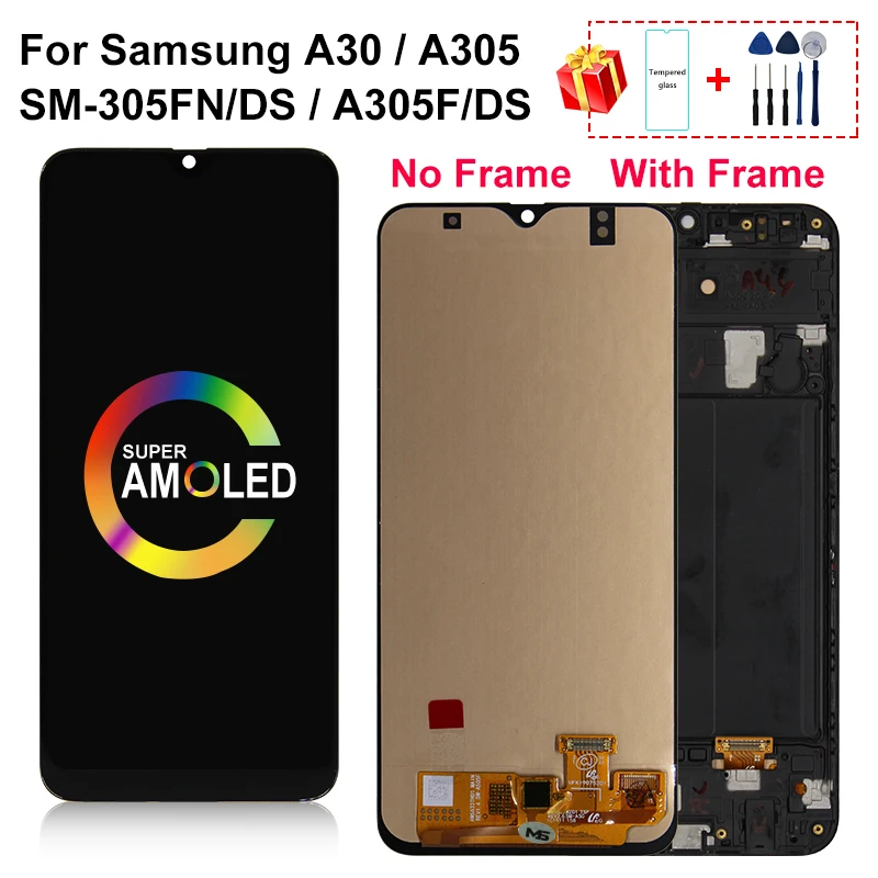6 4 &quotAMOLED для Samsung galaxy A30 LCD A305/DS A305F A305FD SM A305FN/DS дисплей сенсорный экран дигитайзер
