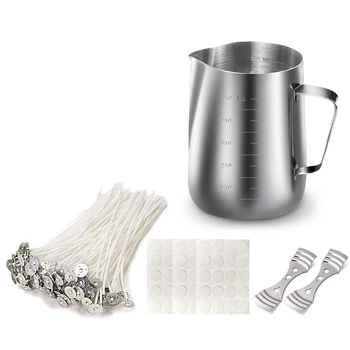 

Candle Making Kit, DIY Candle Crafting Tool, 1 Candle Making Pouring Pot, 50 Candle Wicks, 50 Candle Wick Stickers and 2 3-Hole