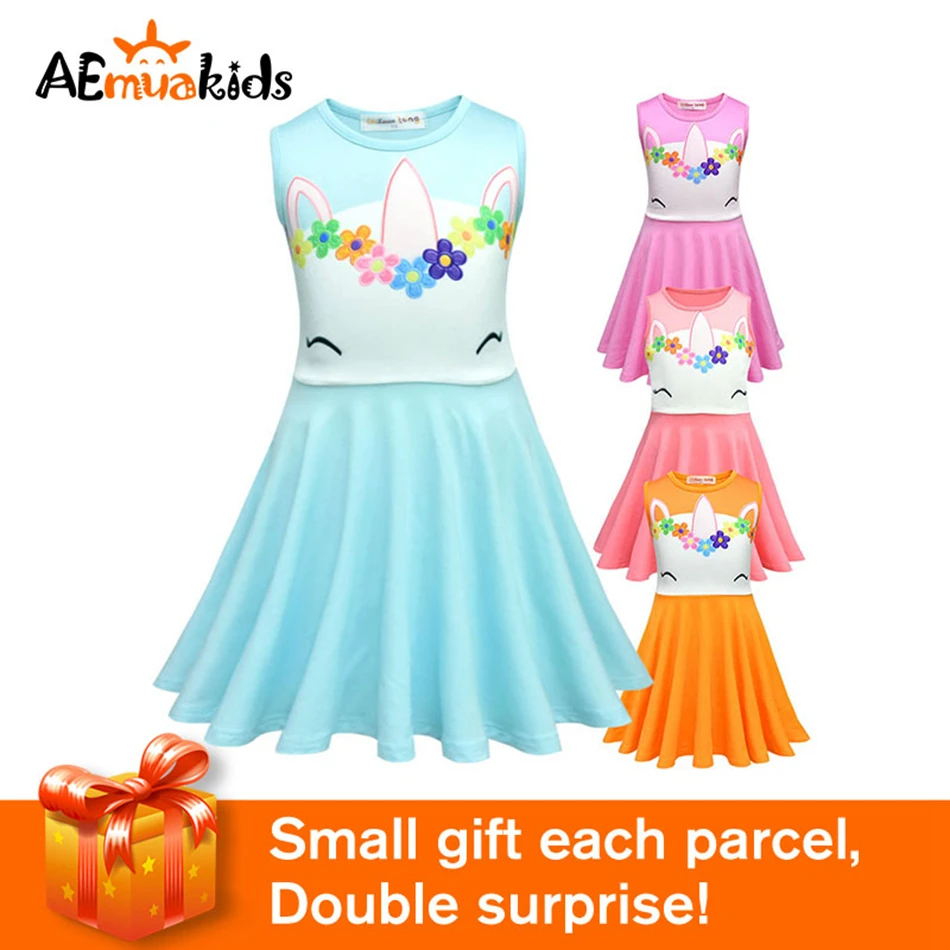 

AEMUAKIDS Unicorn Pattern Princess Dress for Toddler Girl Halloween Party Cosplay Kids Costume Sleeveless Casual Dresses