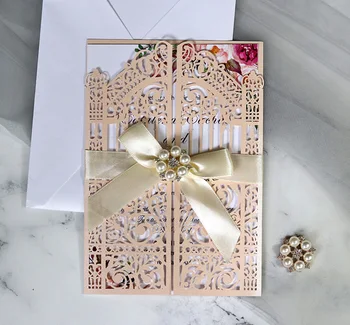 

50pcs Fancy Hollow card Chinese style architect Invitation Card Greeting Card Customize Business With RSVP Card Party Supplies