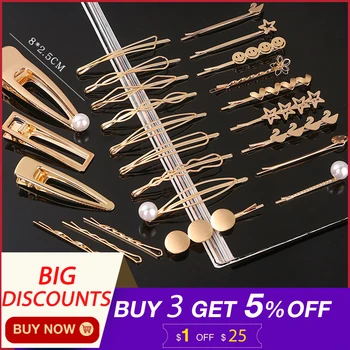 

2019New Fashion Korea Simple Metal Hair Clips for Women Geometric Hairpin Barrettes Headwear Hairpins Hair Ornament Accessories