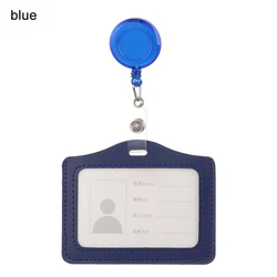 Multicolor PU Leather Retractable Badge and Cardholder Case (Blue)