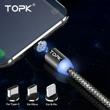 TOPK 1 м Магнитный кабель usb type C кабель магнитное зарядное устройство Micro USB кабель для samsung Xiaomi huawei зарядный кабель для мобильного телефона