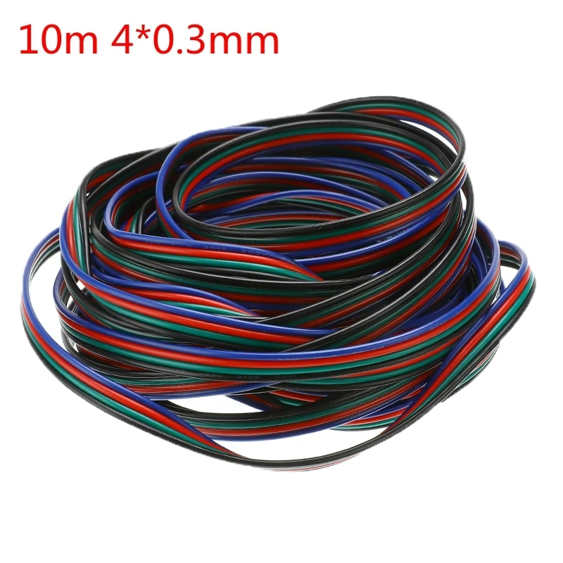 Удлинительный кабель для колонок 4pin 5m/10m 22 Awg RGB + белый провод соединительный 3528 5050