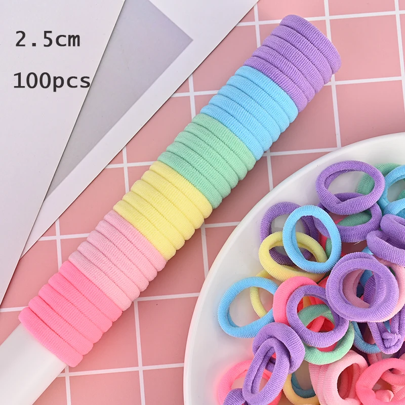 50/100pcs 2/3cm Colorful Girls Elastic Hair Bands Holder Tie Wholesale Rubber Band Kids Hair Accessories Hair Bands for Girls - Цвет: 2.5cm 2