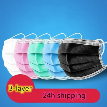 

Face Mask Disposable Non-woven 3 Layer Ply Filter Mask Mouth with Elastic Earband Breathable Adult Mouth Mask In Stock