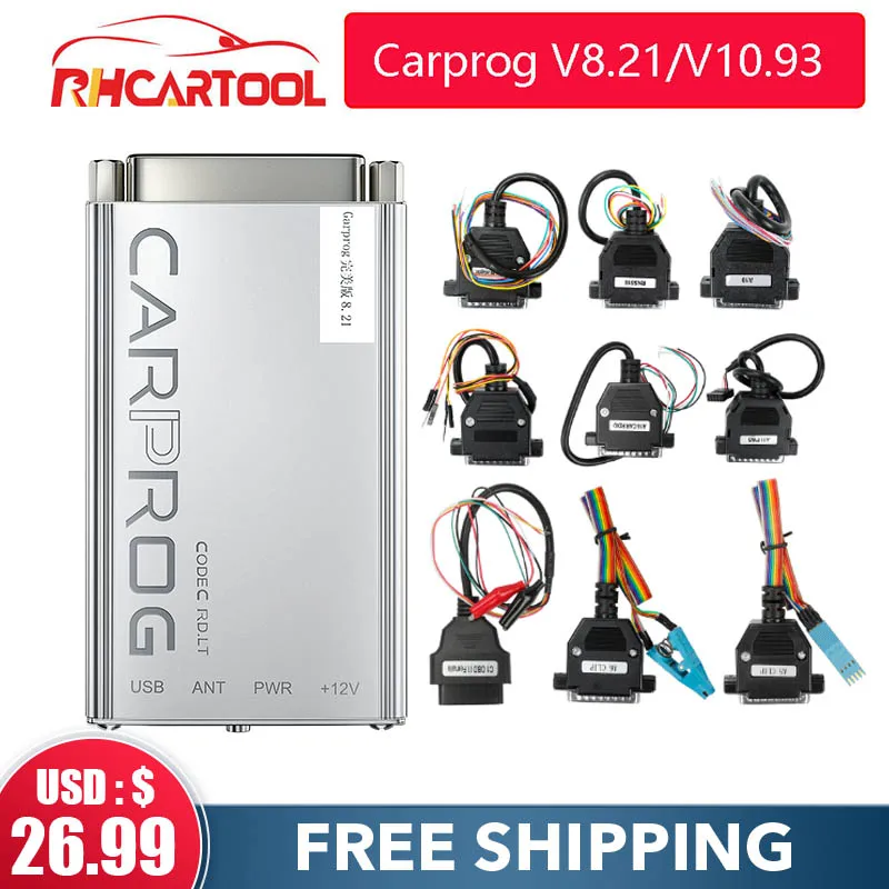 Accessori auto OBD2 Carprog V10.05 V10.93/V8.21 Car Prog ECU Chip Tunning strumento di riparazione auto Carprog con tutti gli adattatori