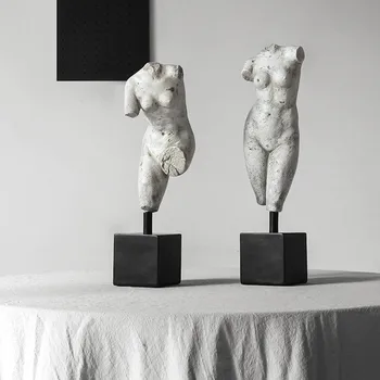 

European Creative Retro Human Body Bust Statue Plaster Figure Model Figurine Resin Crafts Home Decoration Accessories