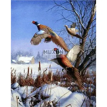 

5D Diamond Embroidery pheasant Full Square Drill Needlework Diy Diamond Painting Cross Stitch Kits Mosaic Crafts Snow scene