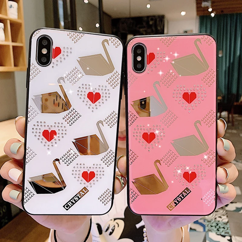 Чехол для телефона из закаленного стекла чехол iPhone 8 plus 7plus 6 x xs xr xsmax роскошное