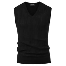 Мужская трикотажная одежда с v-образным вырезом, свитер, жилет, вязаные топы, теплая мода, подходит для осени и зимы, свитер без рукавов, пуловер с узором, джемпер