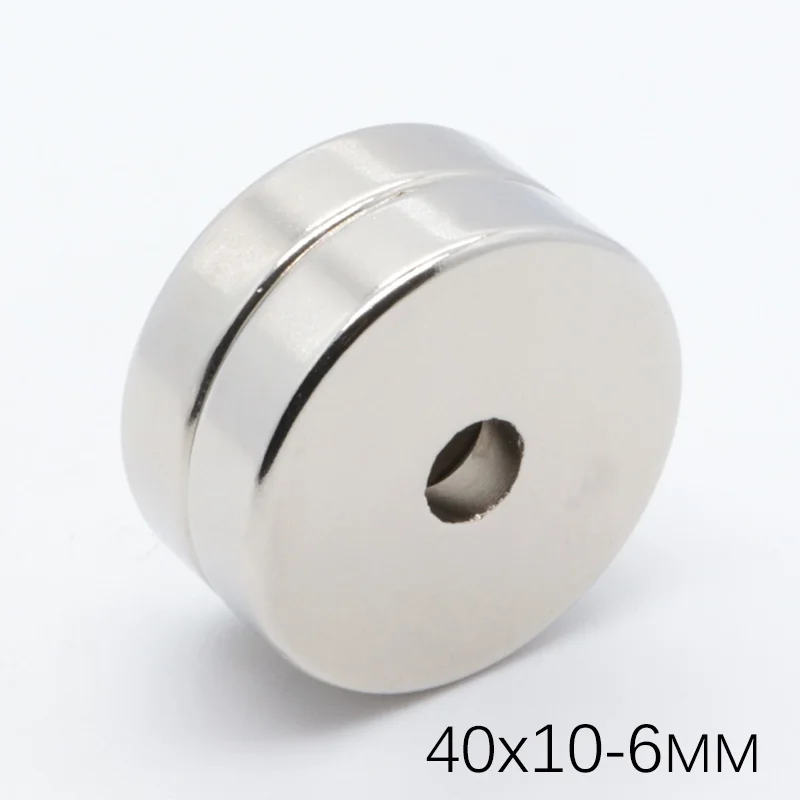 5Pcs 40x10 mm Hole 6mm Super Strong Craft Round Neodymium Ring Magnets powerful magnetic Rare Earth Permanet Magnet NdFeB