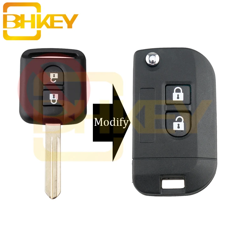 

BHKYE 2Buttons Folding Remote Key Shell Car Case For Nissan Qashqai primera Micra Navara Almera Note Sunny Car key Case