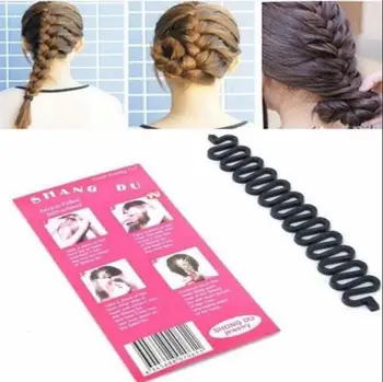 

Vintage Hair Styling Tools Fashion Magic Easy Braid Women Wave Hair Disk Tress Hair Braider Color Black 19cm