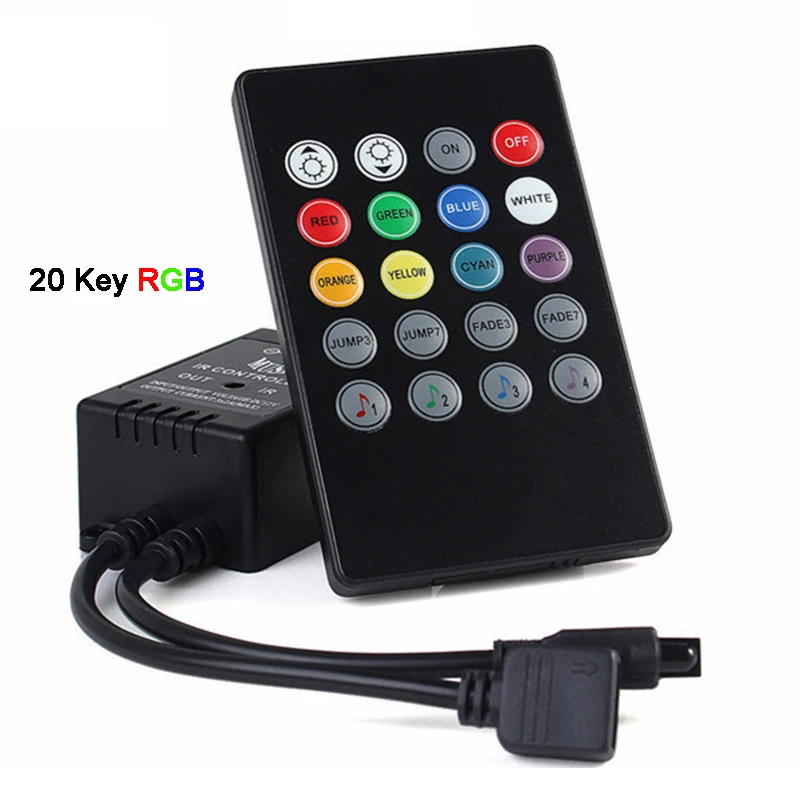 Wholesale 20 Keys 24 Keys 2.4G music controller DC12-24V RGB Sound Sensitive remote music 2 for 5050 3528 led strip light lamp