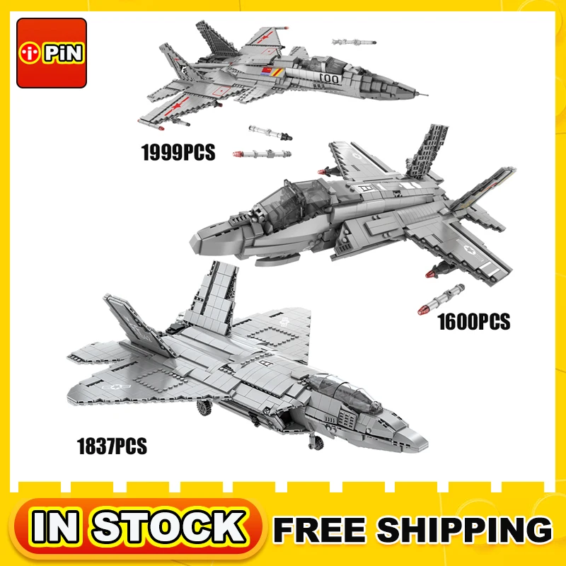 Military Series Aircraft Building Blocks F-22 Stealth Fighter F-35 F-18 Airplane City Plane Construction Moc Bricks Toys Gifts | Игрушки и
