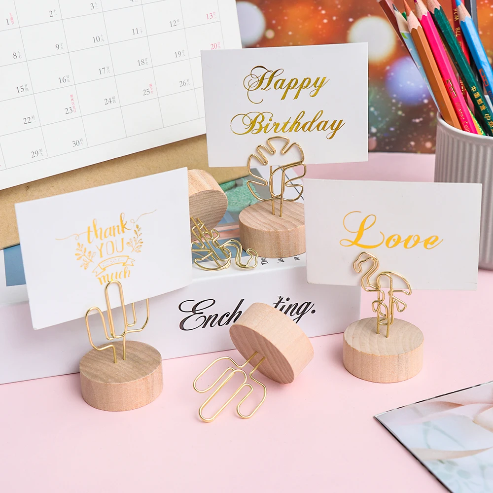 

1PC New Creative Round Wooden Photo Clip Table Number Photo Stand Memo Name Card Hanging Stand Note Items Picture Frame